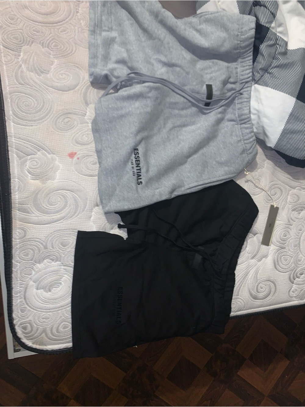 Essentials Heather Gray Sweat Short with Black Logo Patch